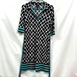 EnFocus Studio Size 4 Black and White trimmed in Teal Dress